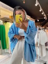 Bebe Mavi Ekose Oversize Gömlek