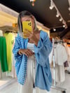 Bebe Mavi Ekose Oversize Gömlek