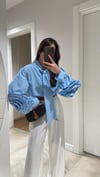 Bebe Mavi Gül Detaylı Yaka Bağlamalı Marka Model Gömlek