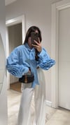 Bebe Mavi Gül Detaylı Yaka Bağlamalı Marka Model Gömlek
