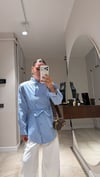 Bebe Mavi Kahve Çizgili Hakim Yaka Vatkalı Gömlek