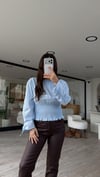 Bebe Mavi Kol Büzgülü Gipeli Ravi Bluz 
