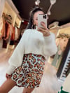 Bebe Mavi Leopar Desenli Saten Şort Etek
