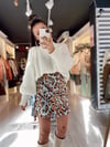 Bebe Mavi Leopar Desenli Saten Şort Etek