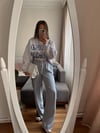 Bebe Mavi Yan Yırtmaçlı Bol Kargo Pantolon