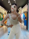 Bej Alttan Fırfırlı Askılı Bluz