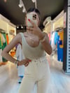 Bej Alttan Fırfırlı Askılı Bluz