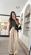 Bej Bel Bağcıklı Marka Model Saten Pantolon