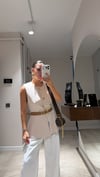 Bej Bel Kemerli Gold Düğmeli Yelek