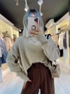 Bej Bisiklet Yaka Oversize Triko Kazak