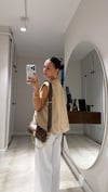 Bej Çift Cepli Fermuarlı Nubuk Yelek