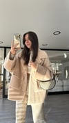 Bej Çift Cepli Peluş Mont 