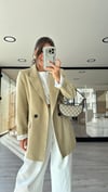 Bej Çizgili Astarlı Marka Model Blazer Ceket