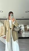 Bej Çizgili Astarlı Marka Model Blazer Ceket