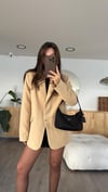Bej Gold Düğmeli Blazer Ceket 