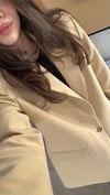 Bej Gold Düğmeli Blazer Ceket 