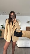 Bej Gold Düğmeli Blazer Ceket 