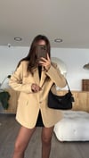 Bej Gold Düğmeli Blazer Ceket 