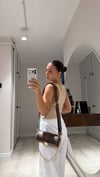 Bej Halter Yaka Crop Bluz 