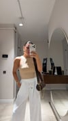 Bej Halter Yaka Crop Bluz 