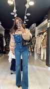 Bej Kapitone Detaylı Jean Ceket