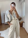Bej Keten Yırtık Detay Pantolon