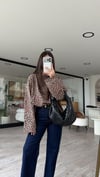 Bej Leopar Desen Bisiklet Yaka Sweat