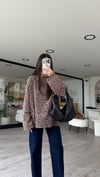 Bej Leopar Desen Bisiklet Yaka Sweat
