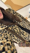 Bej Leopar Desen Fermuarlı Kürk 