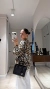 Bej Leopar Desen Saten Bomber Ceket 