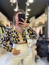 Bej Leopar Desenli Hırka 