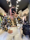 Bej Leopar Desenli Hırka 
