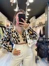 Bej Leopar Desenli Hırka 