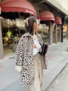 Bej Leopar Desenli Kapitoneli Çıt Çıtlı Ceket