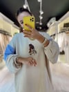 Bej Lila Geçişli At Figürlü Sweat