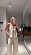 Bej Ön Bağlamalı Bluz Pantolon Takım 