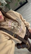 Bej Out Of Mind Basklılı Kapşonlu Sweat