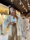 Bej Rengi Yanları Yırtmaçlı Oversize Gömlek