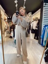 Bej Renk Beli Lastikli Krep Kumaş Palazzo Pantolon