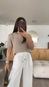 Bej Ajurlu Kısa Kol Triko Kazak