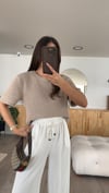 Bej Ajurlu Kısa Kol Triko Kazak
