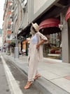Bej Renk Şalvarlı Keten Kimono Takım 