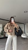 Bej Renk Teddy Kısa Ceket 