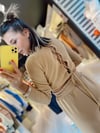 Bej Sırt Detaylı Triko Bluz