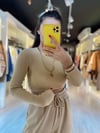 Bej Sırt Detaylı Triko Bluz