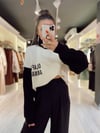 Bej Siyah Boğazlı Triko Detaylı Sweat