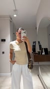 Bej Siyah Brodeli Marka Model Tshirt