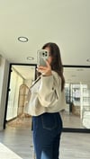 Bej Zarf Cepli Crop Ceket