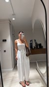 Beyaz Bağcıklı Keten Şalvar Pantolon