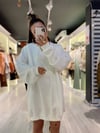 Beyaz Balıkçı Yaka Oversize Sweat